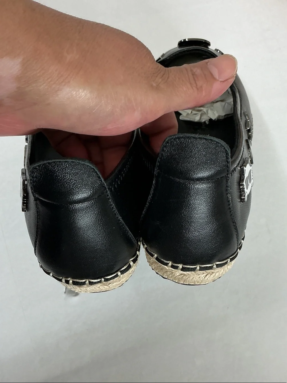 Black Women's Slip-On Espadrilles with Stud & Heart Accents